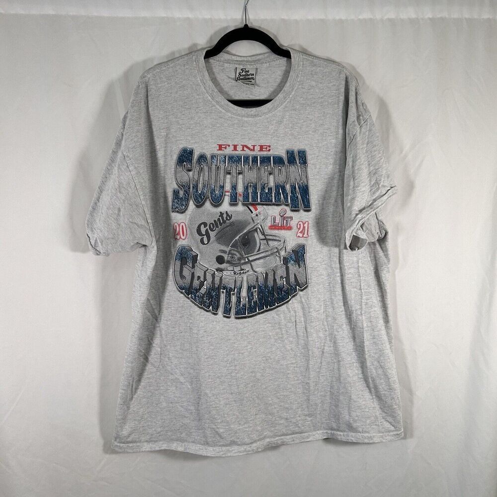 Fine Southern Gentlemen Shirt Men's XXL Grey Graphic Short Sleeve Football